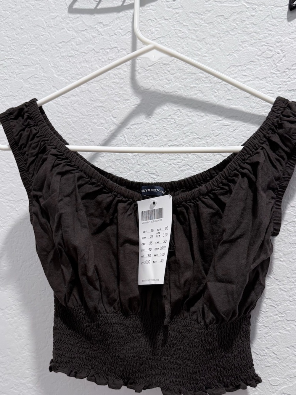 Brandy Melville brown off-the-shoulder top NWT